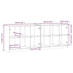 Bücherschrank Grau Sonoma 204x75 cm