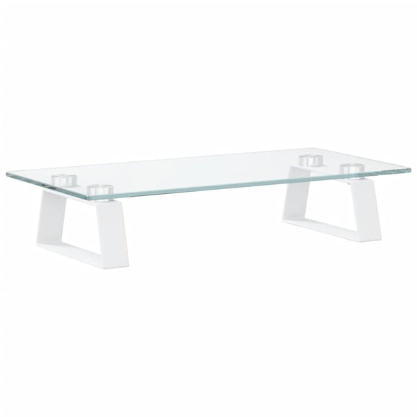 Monitorständer Weiß 40cm Hartglas Metall