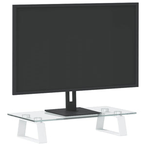 Monitorständer Weiß 40cm Hartglas Metall