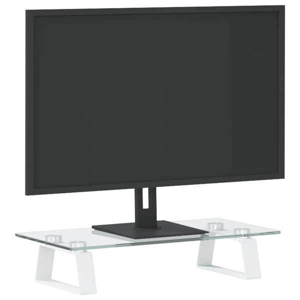 Monitorständer Weiß 40cm Hartglas Metall