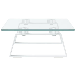 Monitorständer Weiß 40cm Hartglas Metall