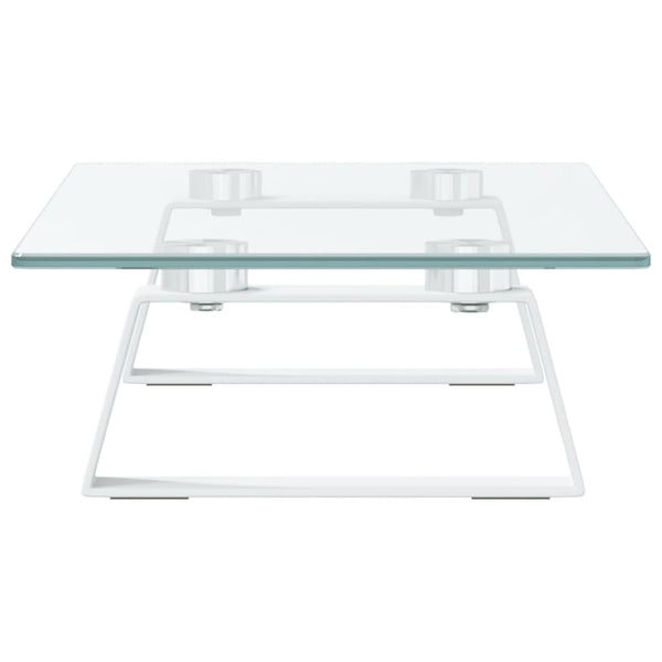 Monitorständer Weiß 40cm Hartglas Metall