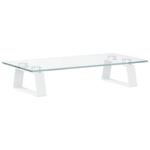 Monitorständer Weiß 40cm Hartglas Metall