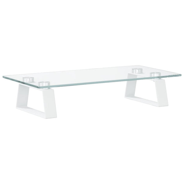 Monitorständer Weiß 40cm Hartglas Metall