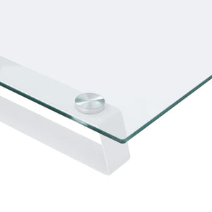 Monitorständer Weiß 40cm Hartglas Metall