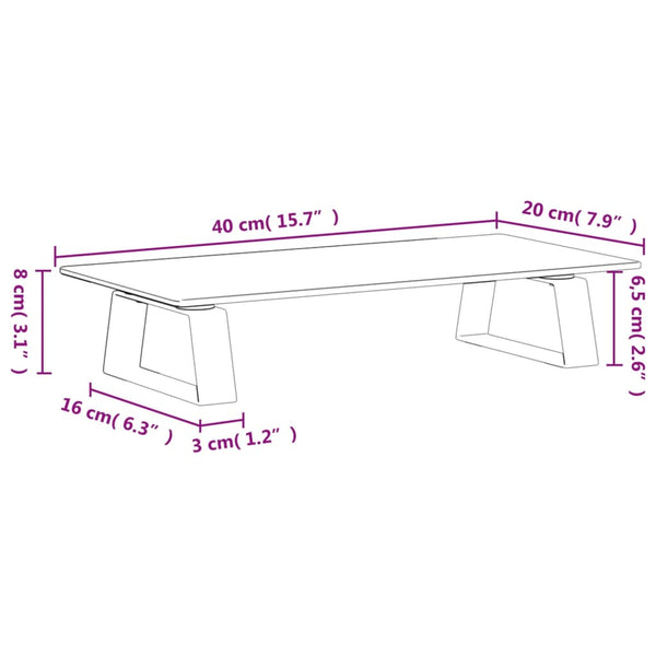 Monitorständer Weiß 40cm Hartglas Metall