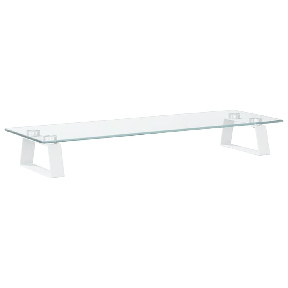 vidaXL Support de moniteur blanc 60x20x8 cm en verre trempé et métal