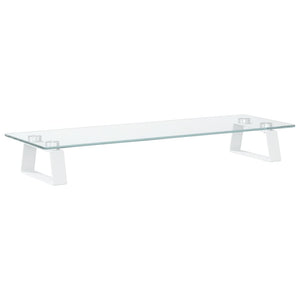 vidaXL Support de moniteur blanc 60x20x8 cm en verre trempé et métal