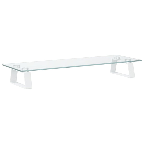 vidaXL Support de moniteur blanc 60x20x8 cm en verre trempé et métal