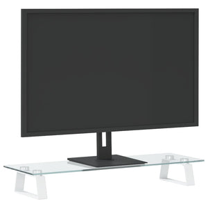 vidaXL Support de moniteur blanc 60x20x8 cm en verre trempé et métal