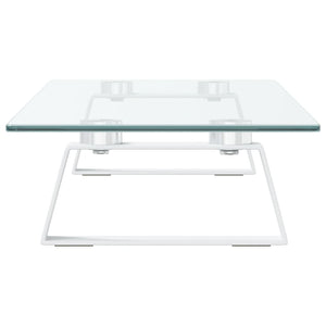 vidaXL Support de moniteur blanc 60x20x8 cm en verre trempé et métal