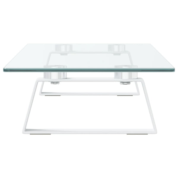 vidaXL Support de moniteur blanc 60x20x8 cm en verre trempé et métal