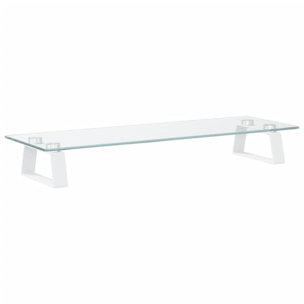 vidaXL Support de moniteur blanc 60x20x8 cm en verre trempé et métal