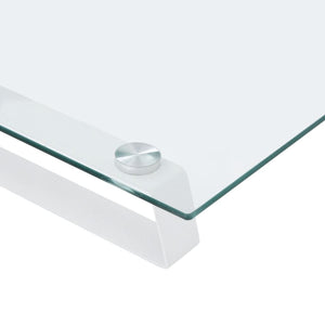 vidaXL Support de moniteur blanc 60x20x8 cm en verre trempé et métal