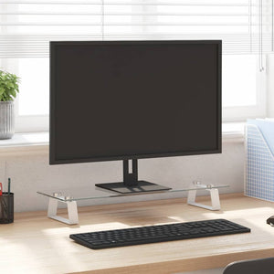 vidaXL Support de moniteur blanc 60x20x8 cm en verre trempé et métal