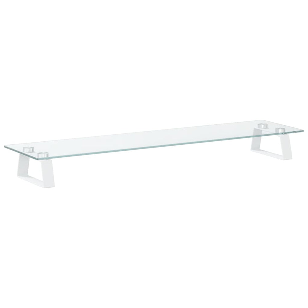 vidaXL Support d'écran Blanc 80x20x8 cm Verre Trempé et Métal