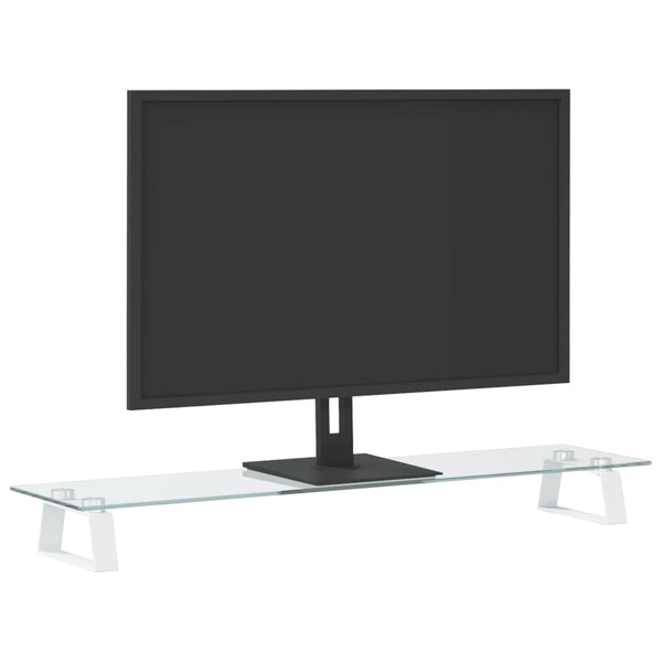 Monitorständer Weiß 80 cm Hartglas Metall