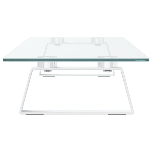 Monitorständer Weiß 80 cm Hartglas Metall