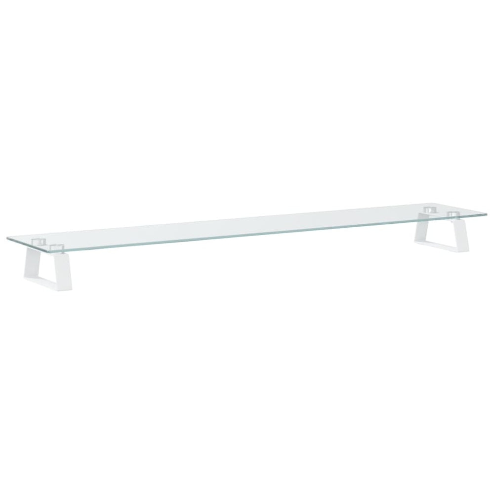 vidaXL Support écran Blanc 100x20x8 cm Verre trempé et Métal