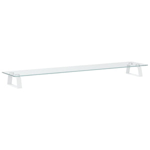 vidaXL Support écran Blanc 100x20x8 cm Verre trempé et Métal