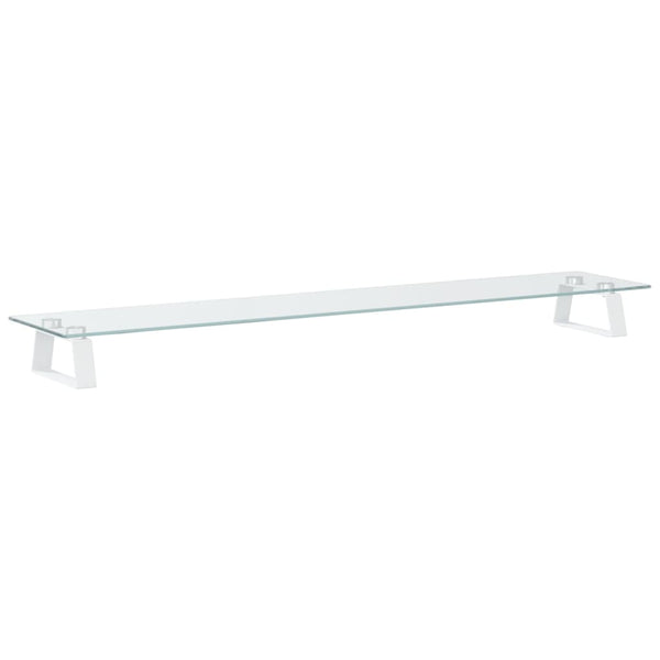 vidaXL Support écran Blanc 100x20x8 cm Verre trempé et Métal