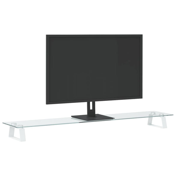 vidaXL Support écran Blanc 100x20x8 cm Verre trempé et Métal