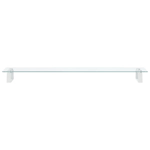 vidaXL Support écran Blanc 100x20x8 cm Verre trempé et Métal