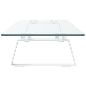 vidaXL Support écran Blanc 100x20x8 cm Verre trempé et Métal