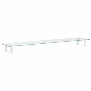 vidaXL Support écran Blanc 100x20x8 cm Verre trempé et Métal