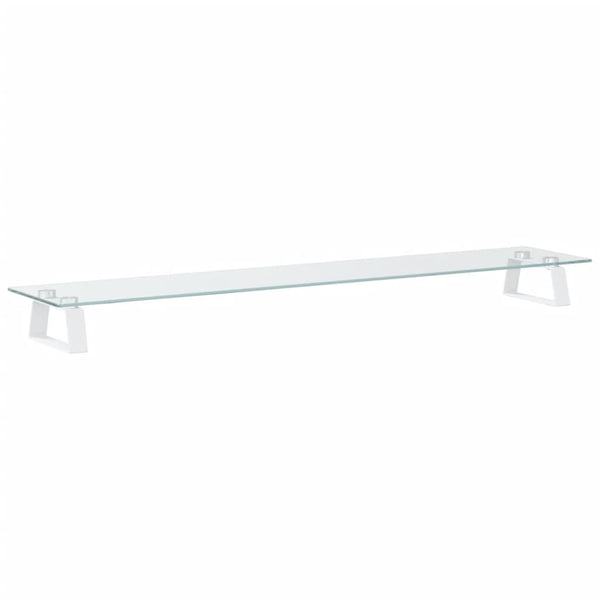 vidaXL Support écran Blanc 100x20x8 cm Verre trempé et Métal
