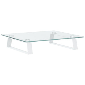 Monitorständer Weiß Hartglas Metall 40x35 cm
