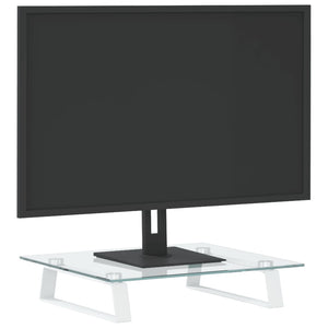 Monitorständer Weiß Hartglas Metall 40x35 cm