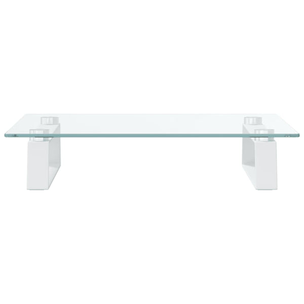 Monitorständer Weiß Hartglas Metall 40x35 cm