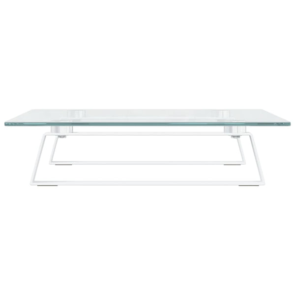Monitorständer Weiß Hartglas Metall 40x35 cm
