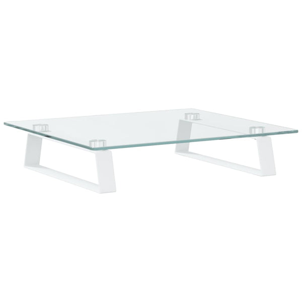Monitorständer Weiß Hartglas Metall 40x35 cm