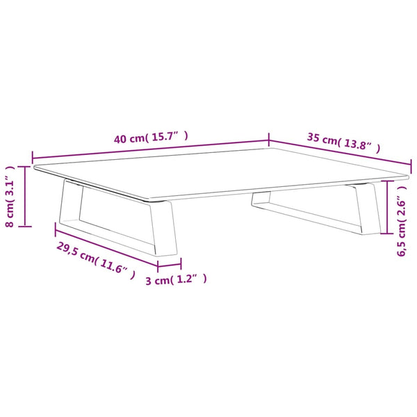 Monitorständer Weiß Hartglas Metall 40x35 cm
