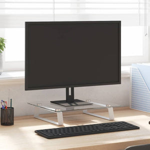 Monitorständer Weiß Hartglas Metall 40x35 cm