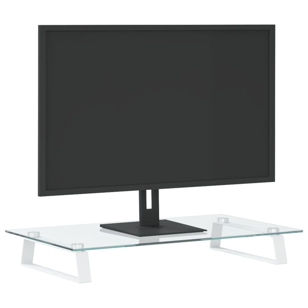 Monitorständer Weiß 60 cm Hartglas Metall
