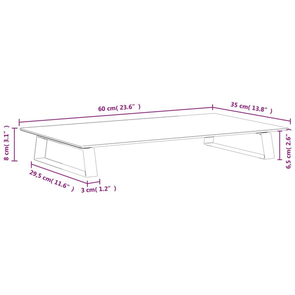 Monitorständer Weiß 60 cm Hartglas Metall