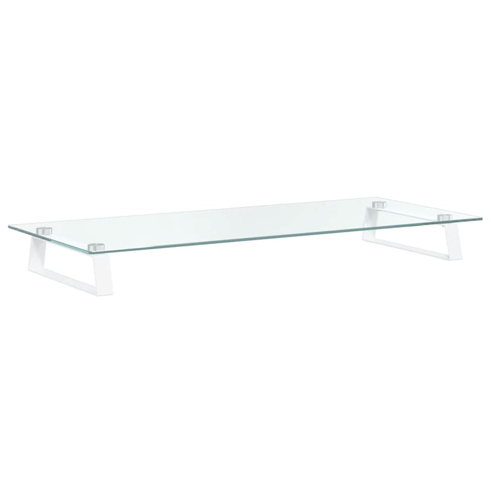 vidaXL Support de moniteur Blanc 80x35x8 cm Verre trempé et métal