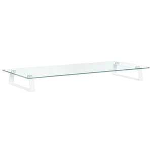 Monitorständer Weiß Hartglas 80x35 cm