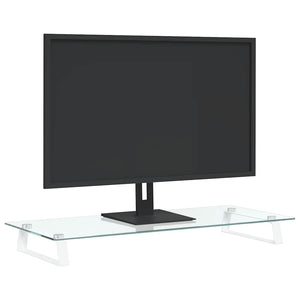 Monitorständer Weiß Hartglas 80x35 cm