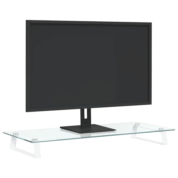 Monitorständer Weiß Hartglas 80x35 cm