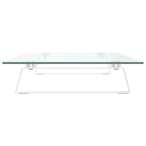 Monitorständer Weiß Hartglas 80x35 cm
