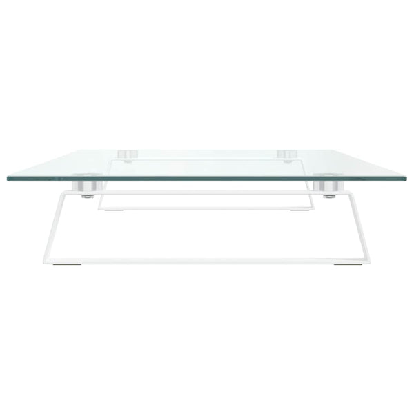 Monitorständer Weiß Hartglas 80x35 cm