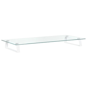 Monitorständer Weiß Hartglas 80x35 cm