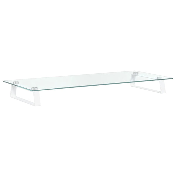 Monitorständer Weiß Hartglas 80x35 cm
