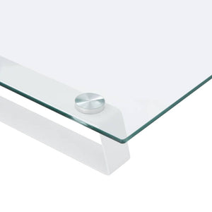 Monitorständer Weiß Hartglas 80x35 cm