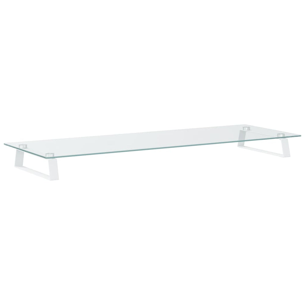 vidaXL Support d'écran Blanc 100x35x8 cm Verre trempé et Métal