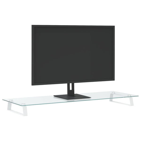 Monitorständer Weiß 100 cm Hartglas Metall